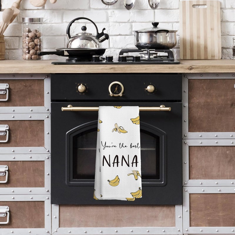 TAEDIN Nana Gifts Banana Kitchen Towels, Nana Gifts from Grandkids Dish Towel Dishcloth 16x24 Inches, Grandma Gifts for Mothers Day Decorative Absorbent Hand Tea Towels Decor - Image 3